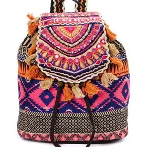 NWT Pink & Royal Tassel Embroidered Backpack - Boho